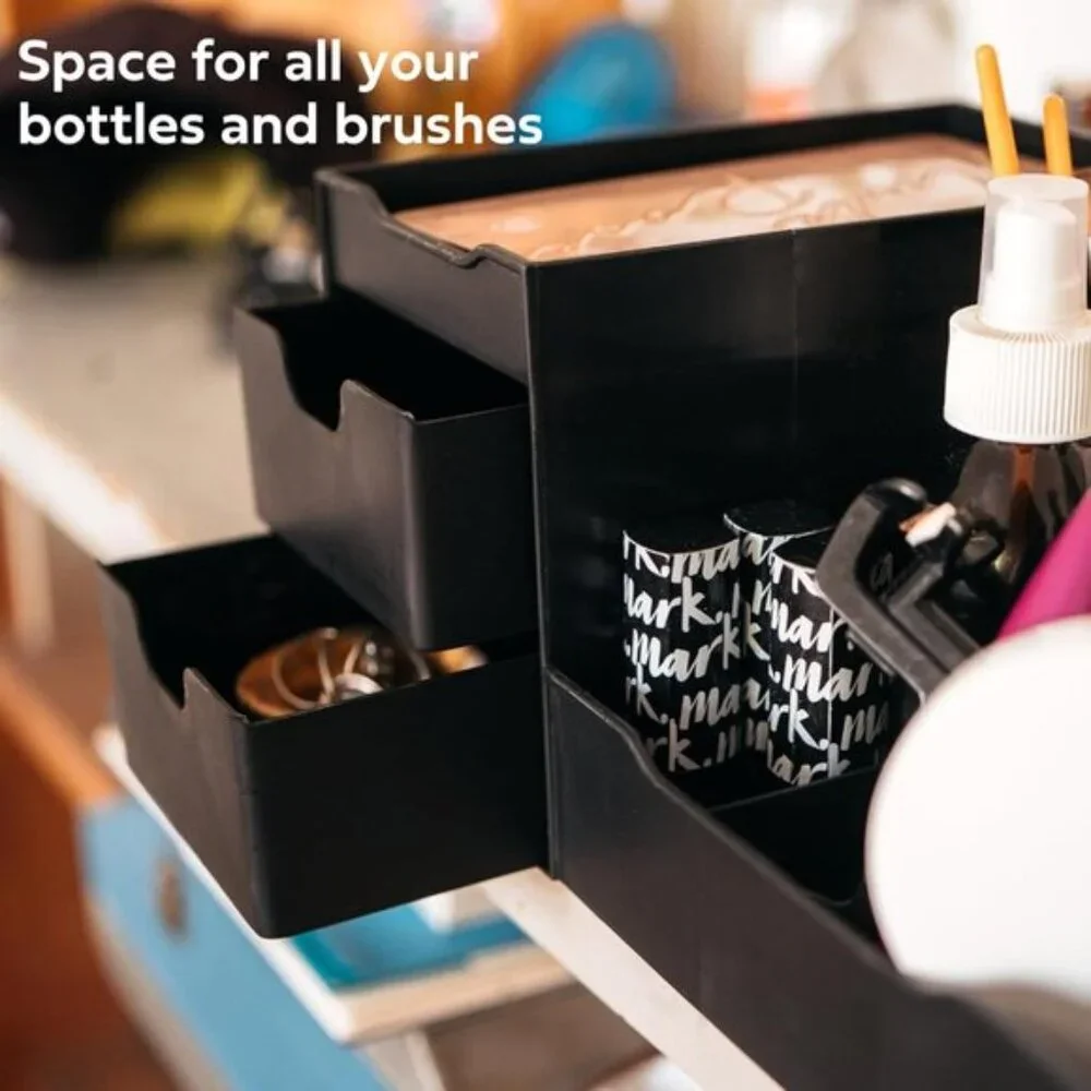 Large Black Vanity Organizer, Countertop Drawers for Cologne & Skincare Storage